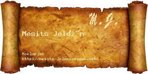 Mesits Jolán névjegykártya
